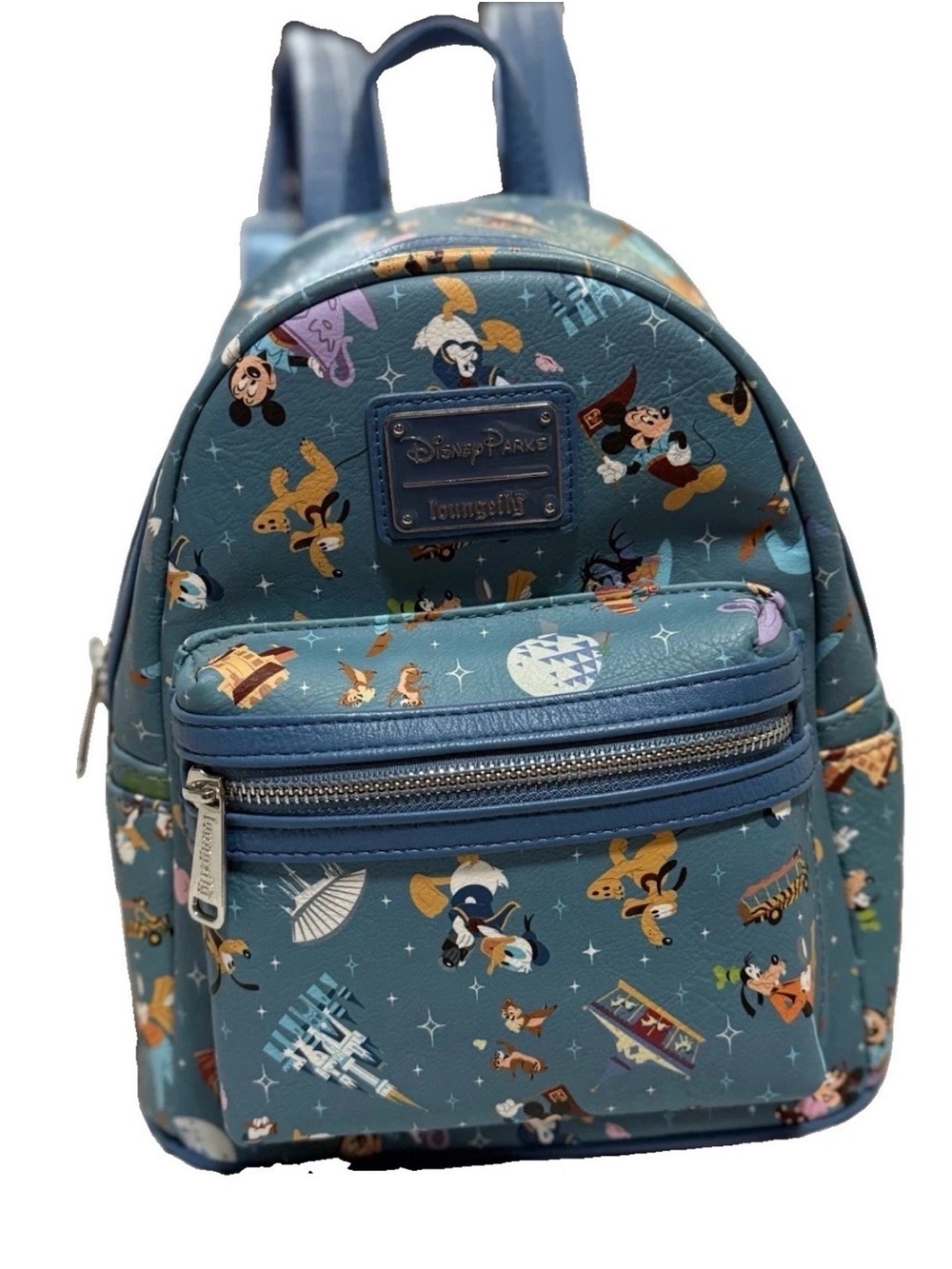 Loungefly Disney Parks Blue Kids Mini Backpack with Character Print